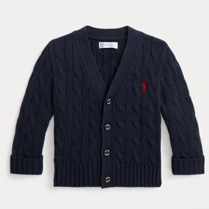 Ralph Lauren Dark Blue Knit Cotton V-Neck Cardigan Sweater in Size 24M